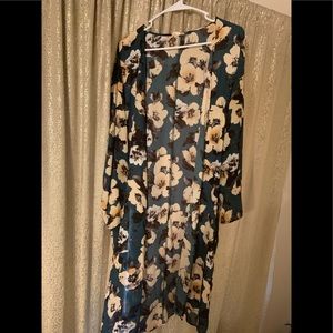 Beautiful, green floral kimono.